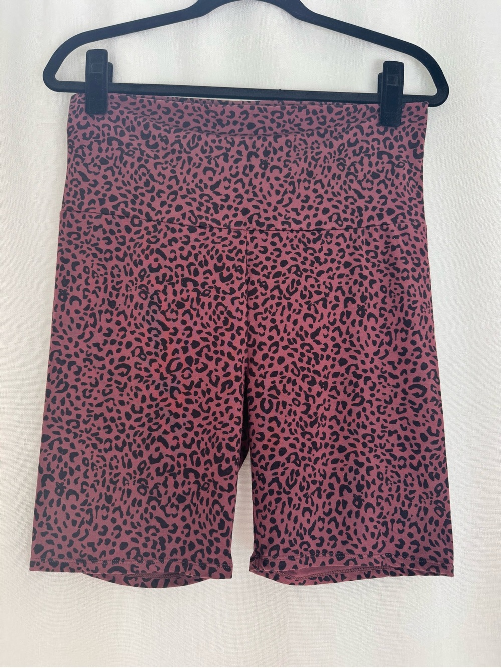 Hatch Maroon & Black Leopard Print High-Waist Bike Shorts